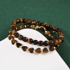 Natural Tiger Eye Beaded Bracelets Set for Women BJEW-G752-02G-06-2