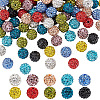 100Pcs 10 Colors Polymer Clay Pave Rhinestone Beads RB-OC0001-07-1