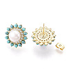 Flower Brass Natural Pearl Stud Earrings PEAR-N020-05Y-4