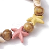 Beach Starfish Dyed Synthetic Turquoise Stretch Bracelets BJEW-JB10295-02-4