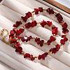 Nuggets Red Glass & Synthetic Non-magnetic Hematite Beaded Necklaces NJEW-U026-18G-3