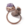 Natural Citrine & Amethyst Irregular Nugget Open Cuff Ring RJEW-I082-08R-02-3