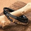 Braided Leather Multi-strand Bracelets for Men BJEW-Z081-16EB-1