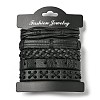 5Pcs 5 Style Adjustable Braided Imitation Leather Cord Bracelet Set with Waxed Cord for Men BJEW-F458-14-6