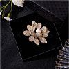 Golden Lotus Flower Brooch Clear Zircon Brooch Pin White Beads Brooches Badge Jewelry for Jackets Backpack Corsage Lapel Scarf Clothing Accessories JBR104A-4