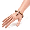 Natural Tiger Eye Round Beaded Stretch Bracelet with Bullet Shape Charm BJEW-JB08310-02-3