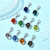 10Pcs 10 Colors Teardrop Glass & Alloy Pendant Decoration HJEW-YW00037-4