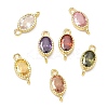 Brass Pave Cubic Zirconia Oval Connector Charms KK-P348-07G-1