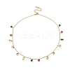 304 Stainless Steel Pave Colorful Cubic Zirconia Flat Round & Rectangle Pendant Necklaces NJEW-N055-03G-2