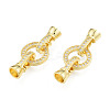 Brass Micro Pave Clear Cubic Zirconia Fold Over Clasps KK-N231-399LG-2