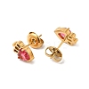 Rhinestone Heart with Crown Stud Earrings EJEW-Q704-01G-3