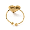 Ion Plating(IP) 304 Stainless Steel Heart Open Cuff Ring for Women RJEW-E066-04G-3