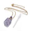 Natural Fluorite Openable Perfume Bottle Pendant Necklaces G-K295-B-G-1