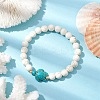 Round Synthetic Howlite Beaded Stretch Bracelets BJEW-JB10269-03-4