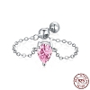 Rhodium Plated 925 Sterling Silver Rolo Chain Rings RJEW-A019-11-02P-2