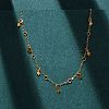 304 Stainless Steel Rhombus Tassel Cable Chain Necklaces for Women NJEW-K255-42G-1