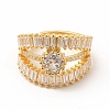 Clear Cubic Zirconia Diamond Adjustable Ring RJEW-F142-01G-2