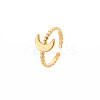 Ion Plating(IP) 304 Stainless Steel Moon Open Cuff Ring for Women RJEW-S405-224G-3