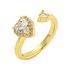 Rack Plating Brass Micro Pave Cubic Zirconia Cuff Rings for Women RJEW-G330-71G-1