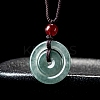 Natural Jadeite Donut/Pi Disc Pendant Necklaces NJEW-F321-03-1