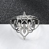 Non-Tarnish 304 Stainless Steel Hollow Out Flower Adjustable Ring RJEW-T027-03P-1