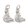 Rack Plating Brass Micro Pave Clear Cubic Zirconia Charms KK-U030-15P-1