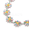 Enamel Daisy Link Chain Necklace NJEW-P220-01P-04-2