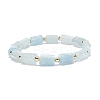 Natural Aquamarine Column Beaded Stretch Bracelet BJEW-JB08596-05-1