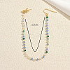 Brass Plastic Round Beads Long Stud Dangle Earrings for Women IU4158-5