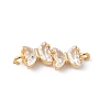 Brass Pave Clear Glass Connector Charms KK-C062-080G-1