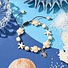 Starfish & Turtle Synthetic Turquoise Braided Beaded Bracelets BJEW-JB10926-02-1