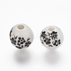 Floral Printed Porcelain Beads PORC-Q201-10mm-5-2