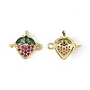 4Pcs 2 Colors Brass Pave Cubic Zirconia Fruit Connector Charms KK-FS0001-73B-2