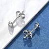 Lock 925 Sterling Silver Micro Pave Clear Cubic Zirconia Stud Earrings for Women EJEW-K307-03A-P-3