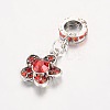 Flower Antique Silver Plated Alloy Rhinestone European Dangle Charms MPDL-K013-M-2