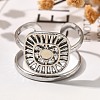 Square with Sun 304 Stainless Steel Open Cuff Rings for Women RJEW-M046-01P-4