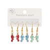 Ocean Series 304 Stainless Steel Enamel Dangle Earrings LS-EJEW-K017-01B-G-4