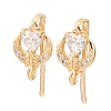 Brass Micro Pave Clear Cubic Zirconia Heart Earring Hooks KK-A274-05G-1