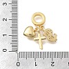 Brass Micro Pave Clear Cubic Zirconia European Dangle Charms KK-D431-033C-G-3