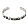 304 Stainless Steel Black Enamel Roman Numerals Open Cuff Bangles for Women SA-CBAC920-14P-4