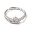 Rack Plating Brass Cubic Zirconia Arabic Letters Adjustable Rings for Women RJEW-S407-10P-01-2