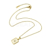 Ion Plating(IP) Rectangle with Initial Letter 304 Stainless Steel Pendant Necklace NJEW-R265-04G-Q-3