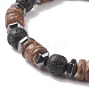 3Pcs 3 Style Natural & Synthetic Mixed Stone Stretch Bracelets Set with Wood Beaded for Women BJEW-JB08358-7