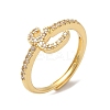 Rack Plating Brass Cubic Zirconia Arabic Letters Adjustable Rings for Women RJEW-S407-10G-16-1