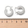 Brass Micro Pave Clear Cubic Zirconia Flat Round Hoop Earrings EJEW-K318-04B-P-5