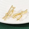 Brass Micro Pave Clear Cubic Zirconia Line Hoop Earrings EJEW-G446-02G-3