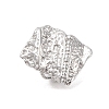 Non-Tarnish Hammered Rectangle 304 Stainless Steel Open Cuff Ring for Women Men RJEW-Z038-01P-1