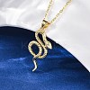 Brass Snake Pendant Cable Chain Necklaces for Women LS-NJEW-S438-01A-G-3