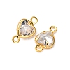 Brass Pave Clear Cubic Zirconia Connector Charms KK-Z121-06G-03-2