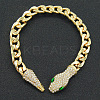 Alloy Green Rhinestone Cuban Link Chain Bracelets for Women WGC9FDE-05-1
